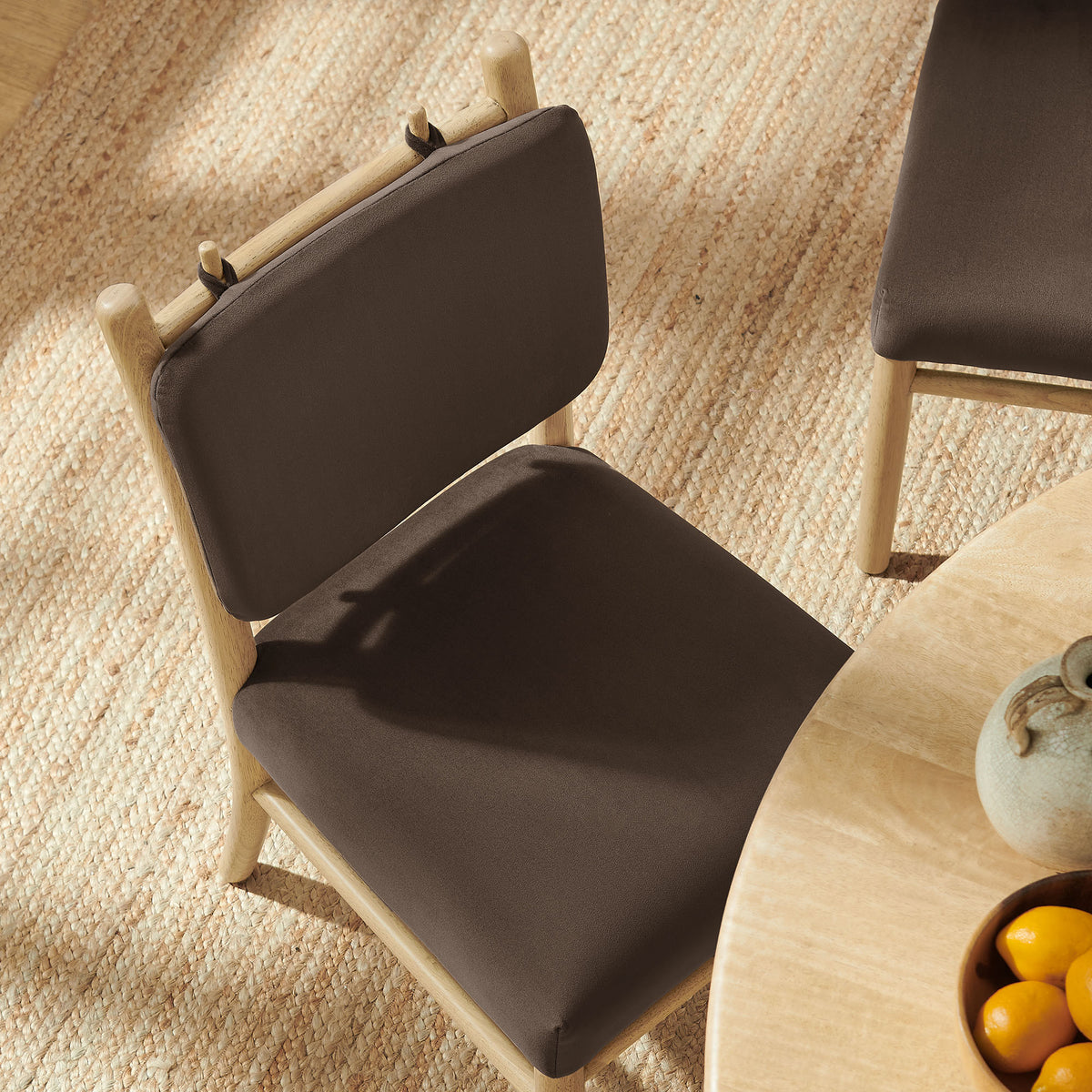 Mauden Performance Velvet Dining Side Chairs Set of 2 in Chocolate Brown