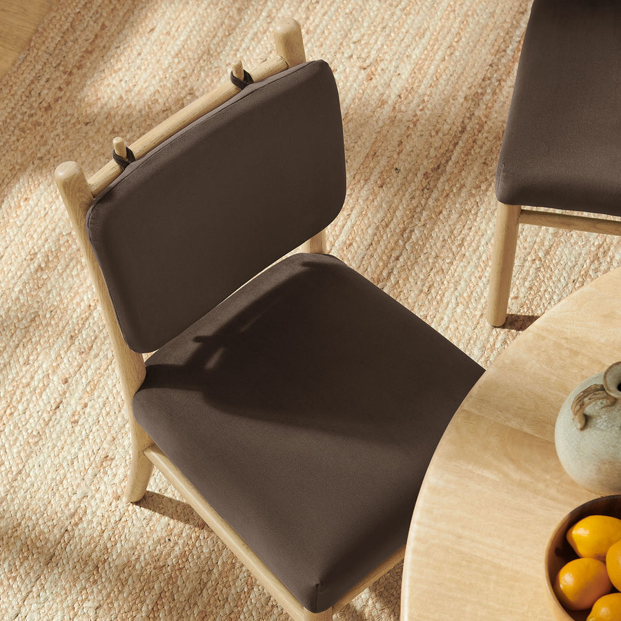Keir Performance Velvet Dining Side Chairs Set of 2 in Chocolate Brown