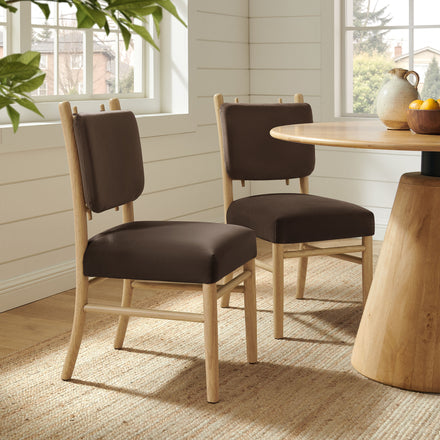 Mauden Performance Velvet Dining Side Chairs Set of 2 in Chocolate Brown