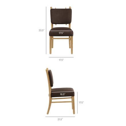 Mauden Performance Velvet Dining Side Chairs Set of 2 in Chocolate Brown