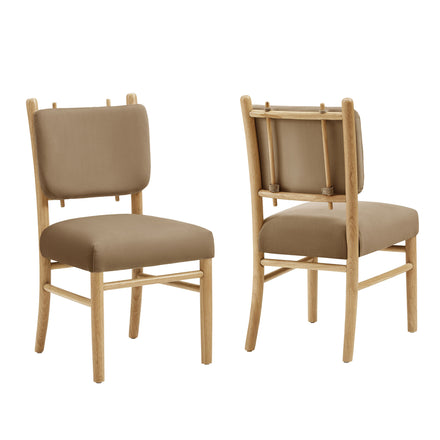 Mauden Performance Velvet Dining Side Chairs Set of 2 in Taupe