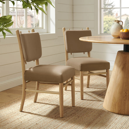 Mauden Performance Velvet Dining Side Chairs Set of 2 in Taupe