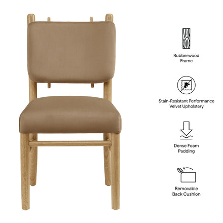 Mauden Performance Velvet Dining Side Chairs Set of 2 in Taupe