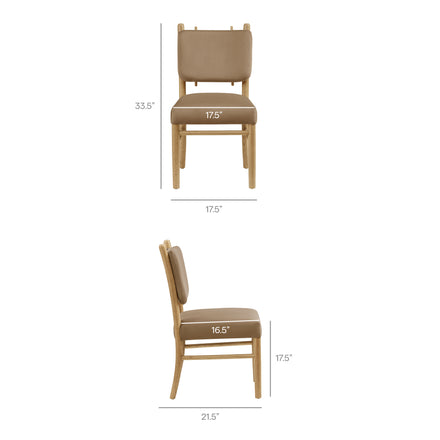Mauden Performance Velvet Dining Side Chairs Set of 2 in Taupe