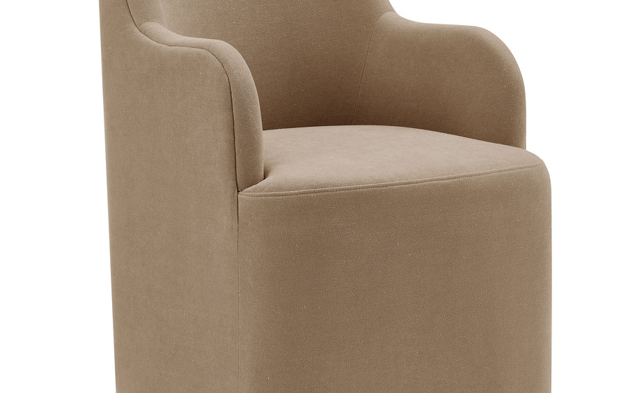 Silas Linen Blend Swivel Dining Chair in Almond
