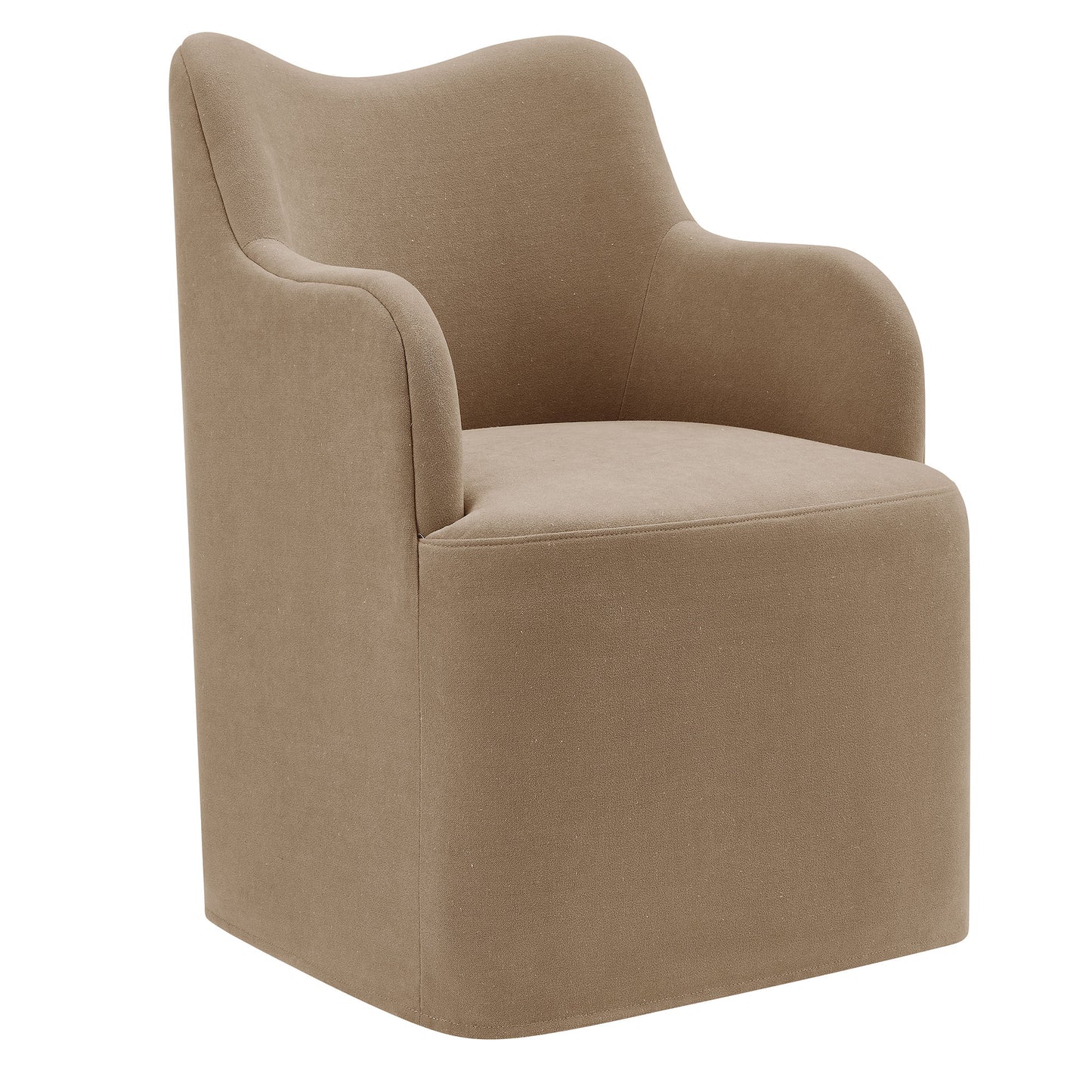 Silas Linen Blend Swivel Dining Chair in Almond