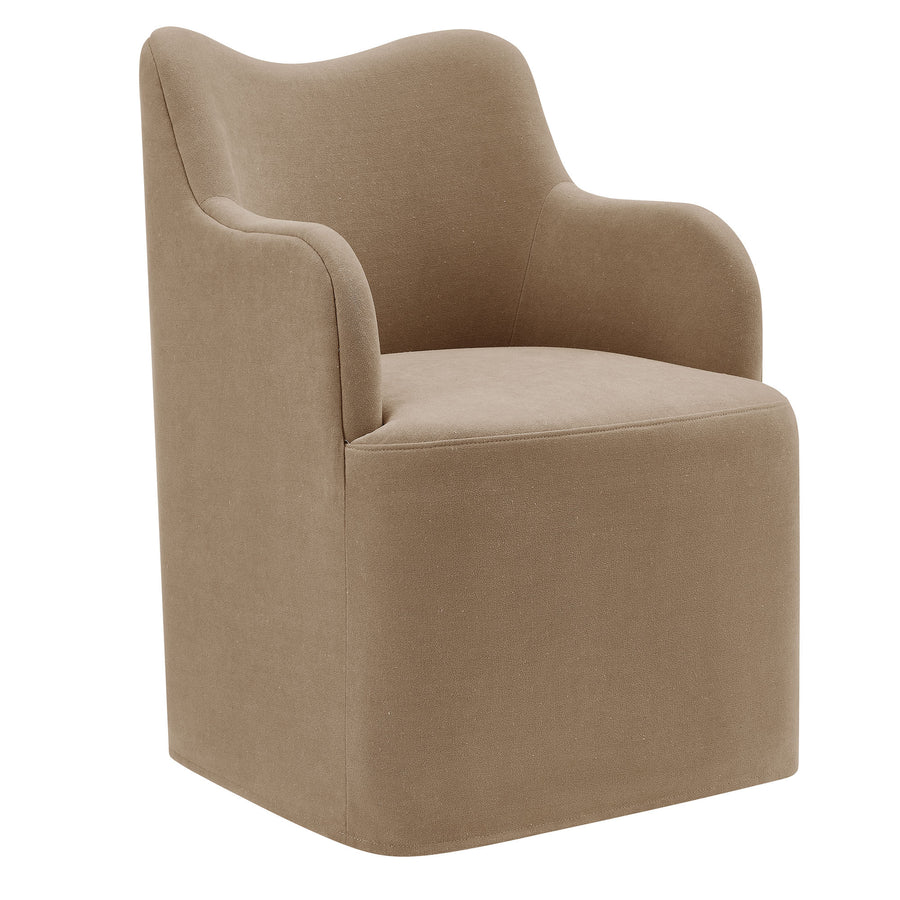 Silas Linen Blend Swivel Dining Chair in Almond