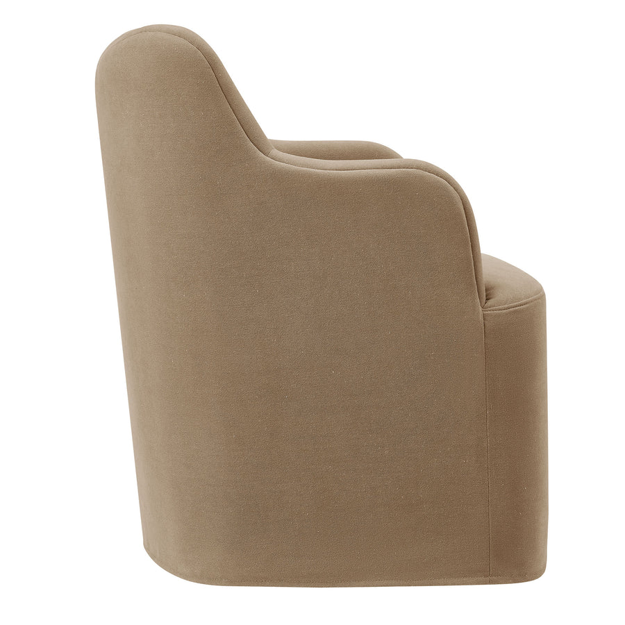 Silas Linen Blend Swivel Dining Chair in Almond