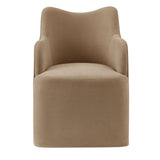 Silas Linen Blend Swivel Dining Chair in Almond