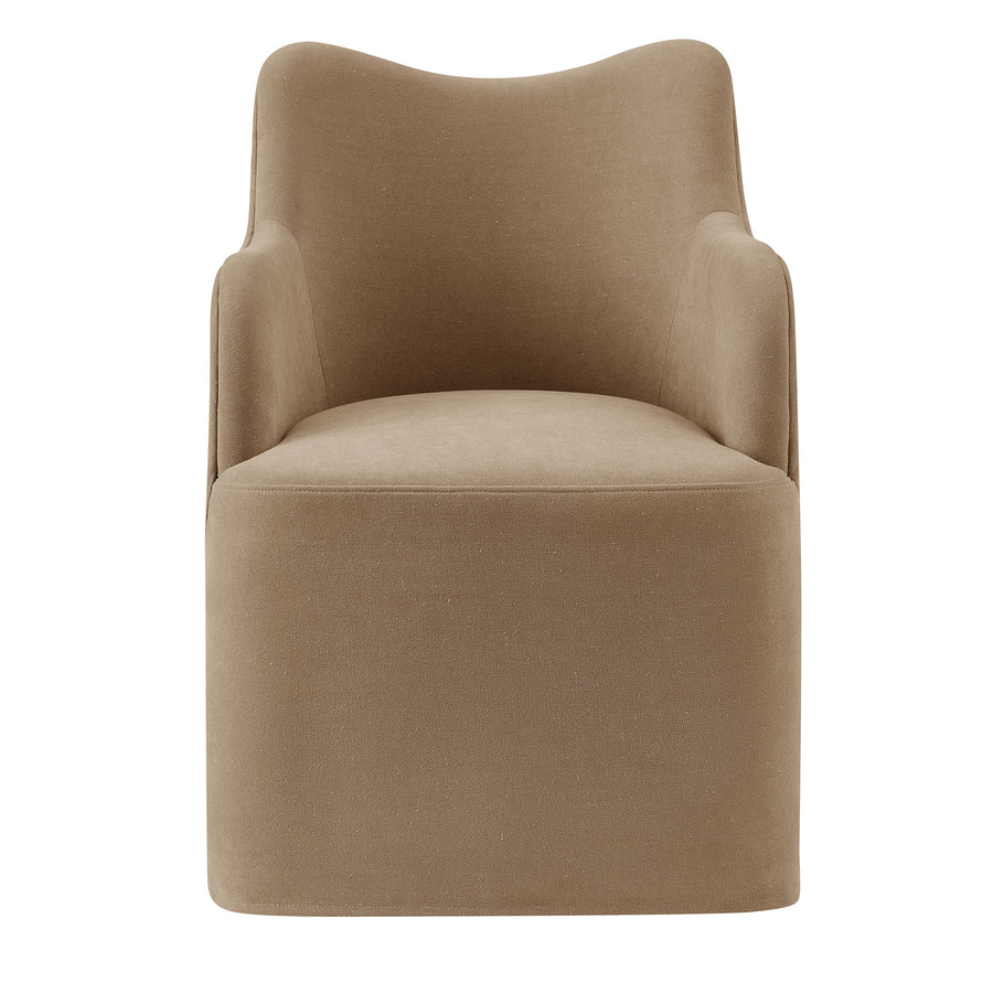 Silas Linen Blend Swivel Dining Chair in Almond
