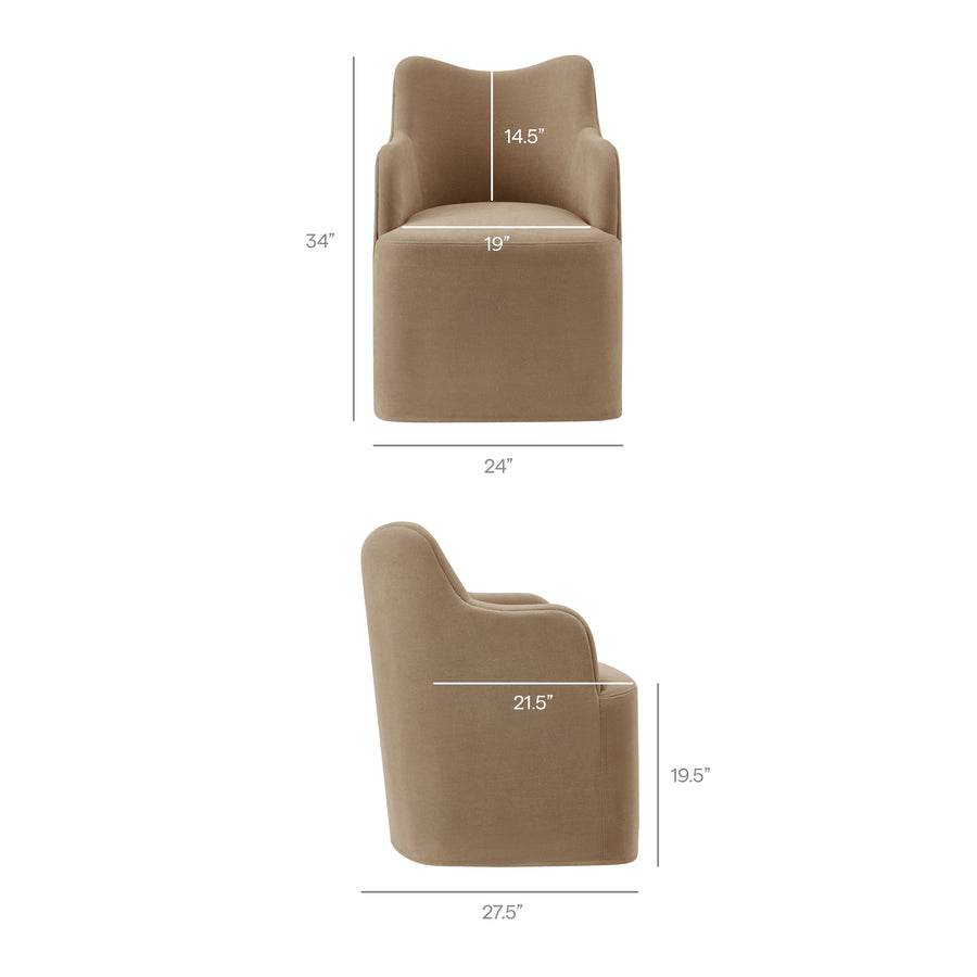 Silas Linen Blend Swivel Dining Chair in Almond