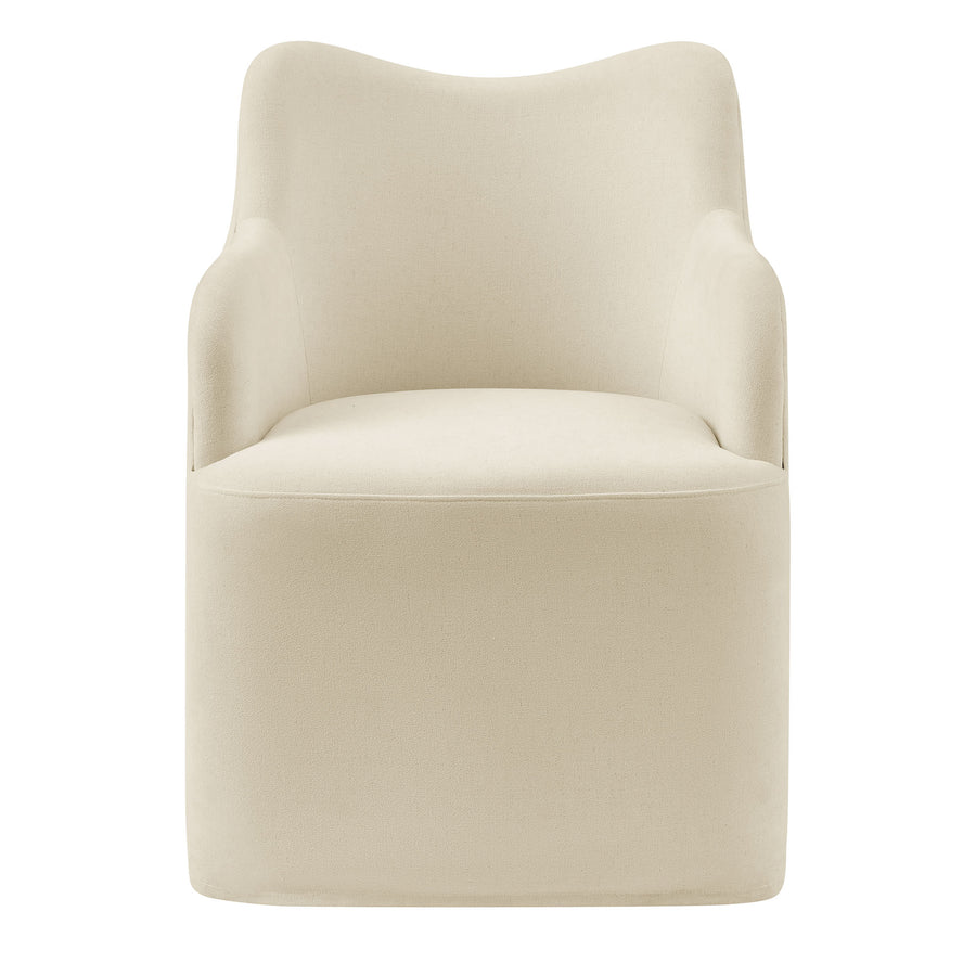 Silas Linen Blend Swivel Dining Chair in Linen