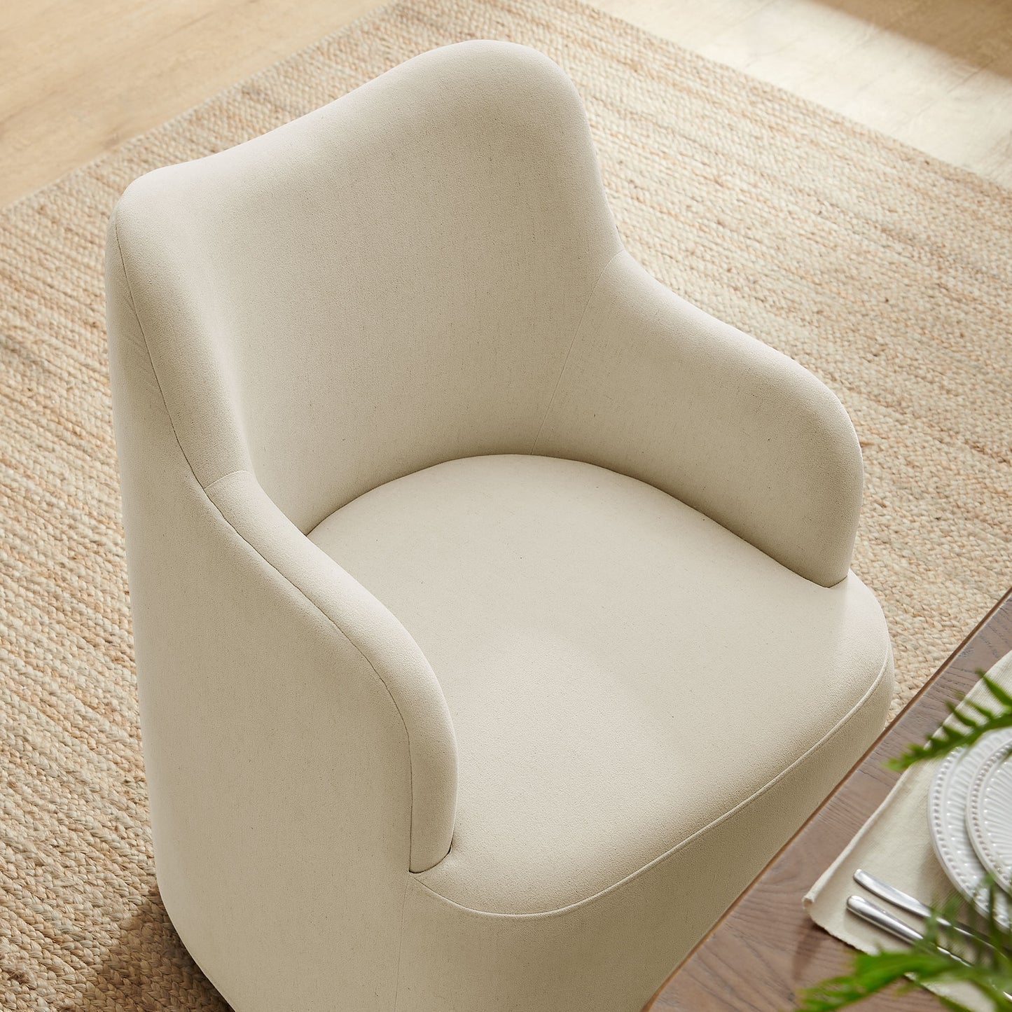 Silas Linen Blend Swivel Dining Chair in Linen