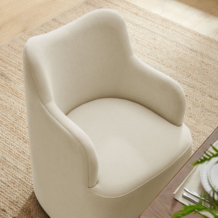 Cordelle Linen Blend Swivel Dining Chair in Linen