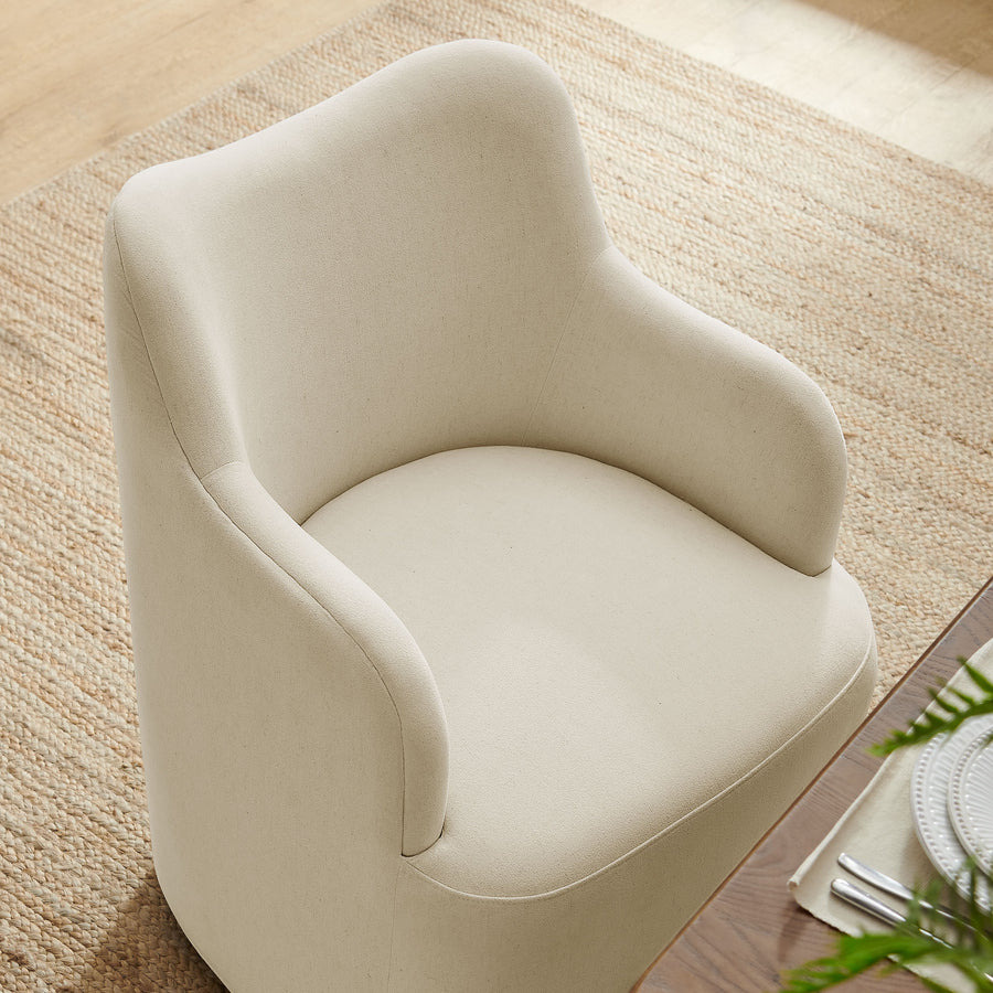 Silas Linen Blend Swivel Dining Chair in Linen