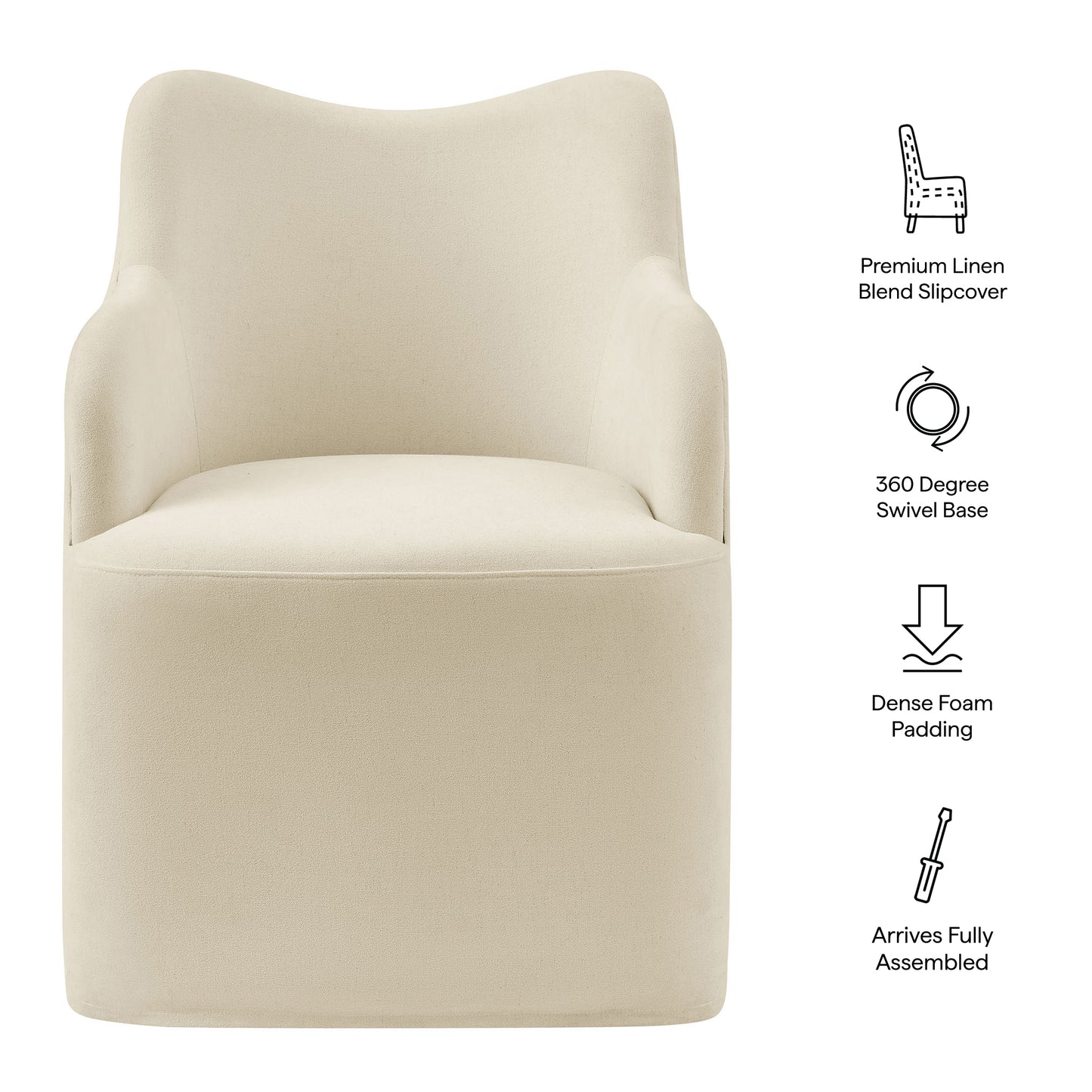 Silas Linen Blend Swivel Dining Chair in Linen