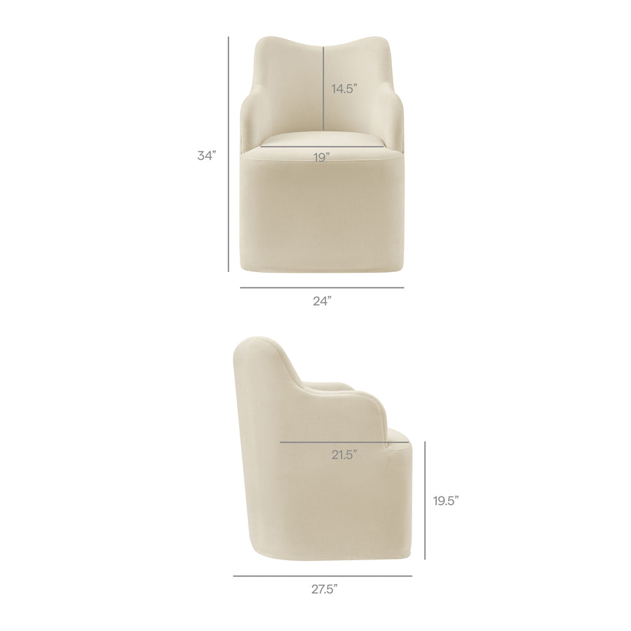 Silas Linen Blend Swivel Dining Chair in Linen