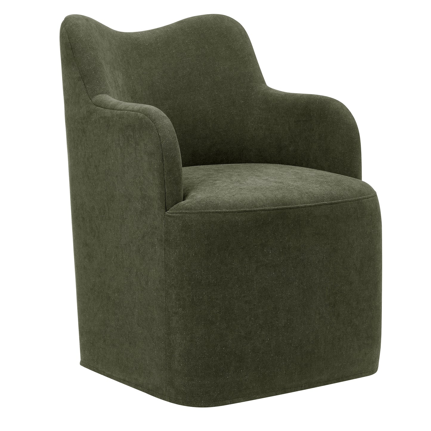 Silas Linen Blend Swivel Dining Chair in Sage
