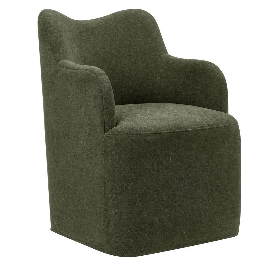 Silas Linen Blend Swivel Dining Chair in Sage