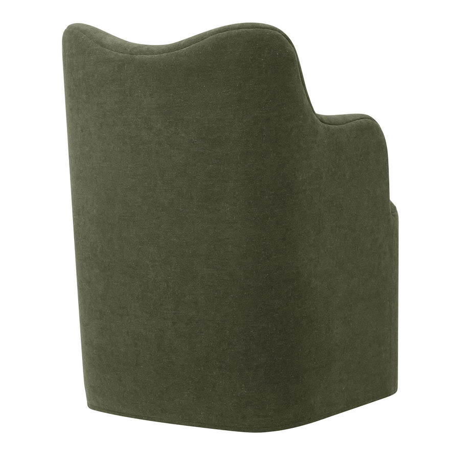 Silas Linen Blend Swivel Dining Chair in Sage