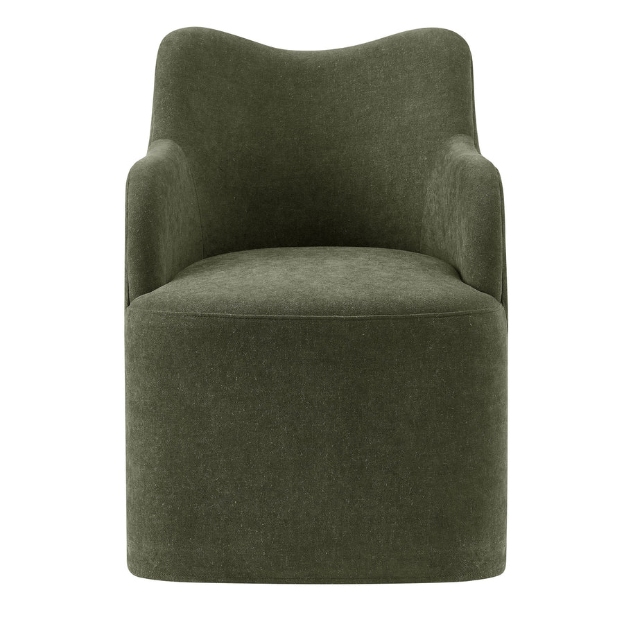 Silas Linen Blend Swivel Dining Chair in Sage