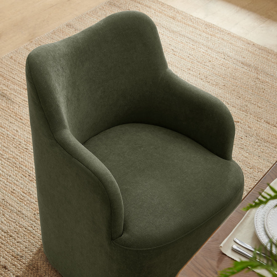 Silas Linen Blend Swivel Dining Chair in Sage