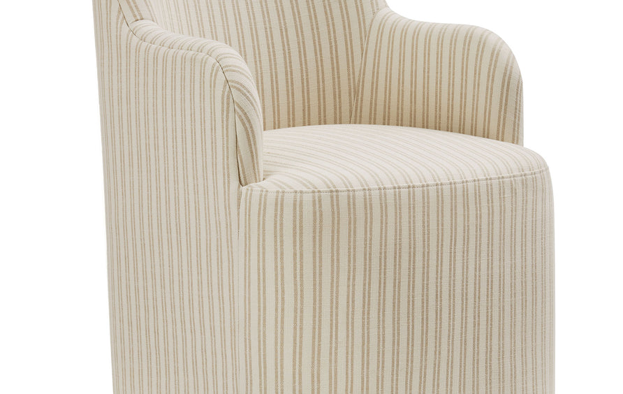 Silas Linen Blend Swivel Dining Chair in Oatmeal Stripe