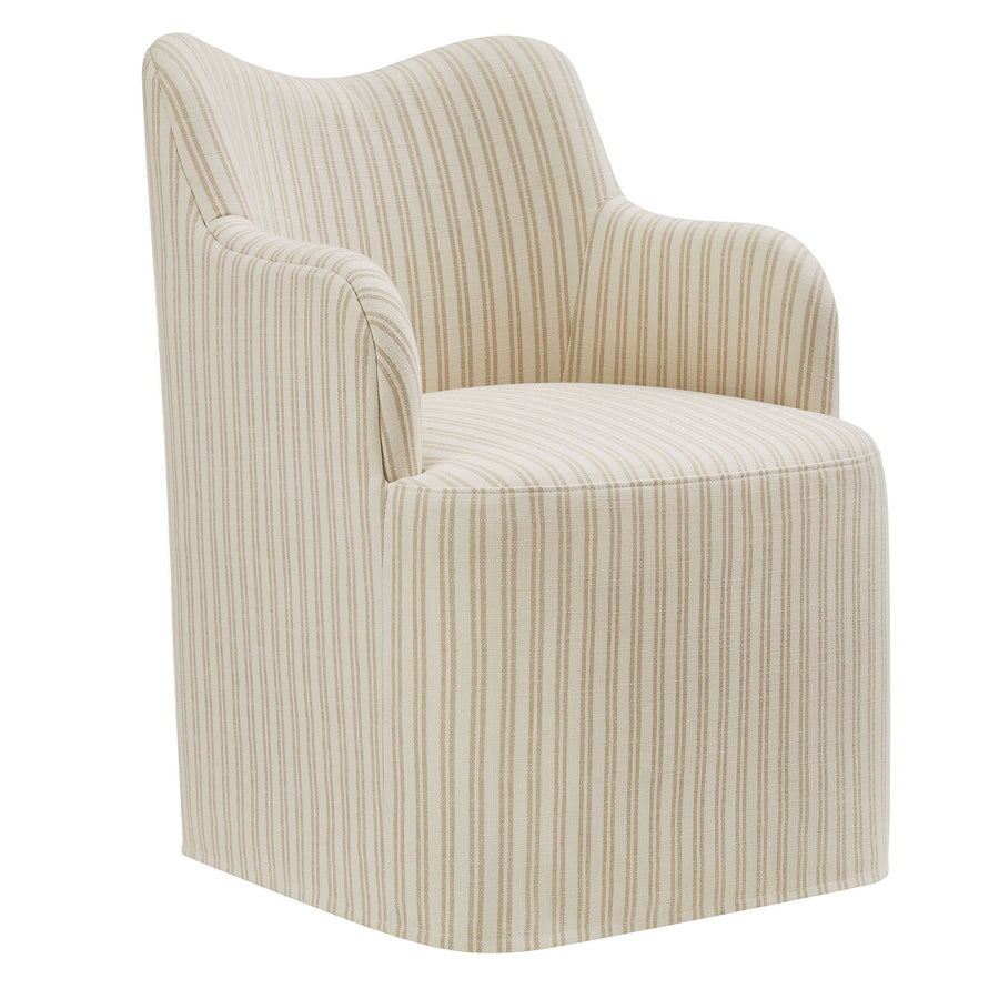 Silas Linen Blend Swivel Dining Chair in Oatmeal Stripe