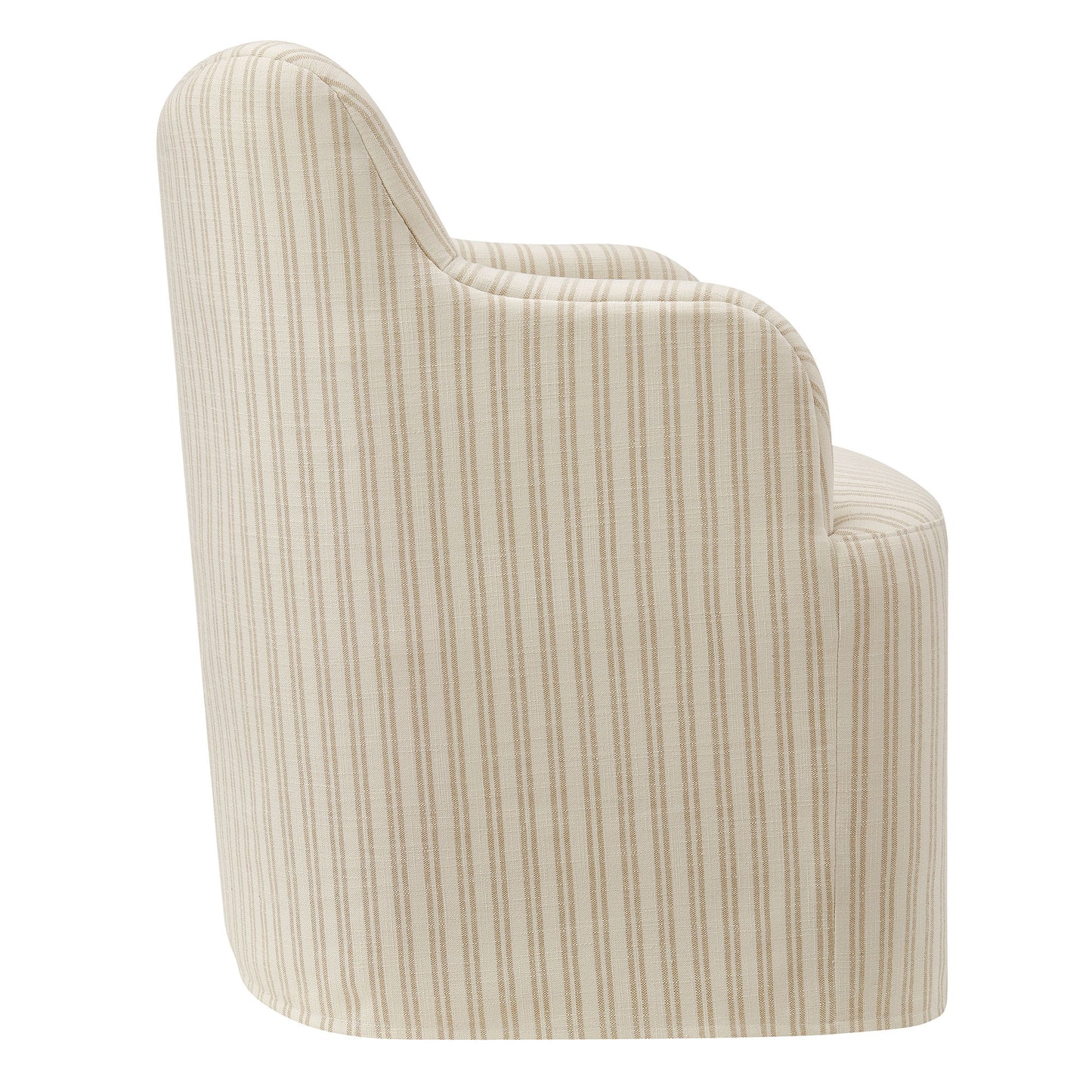 Silas Linen Blend Swivel Dining Chair in Oatmeal Stripe