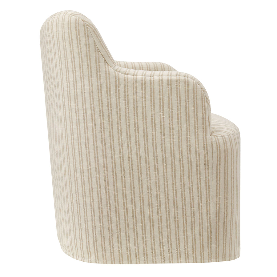 Silas Linen Blend Swivel Dining Chair in Oatmeal Stripe