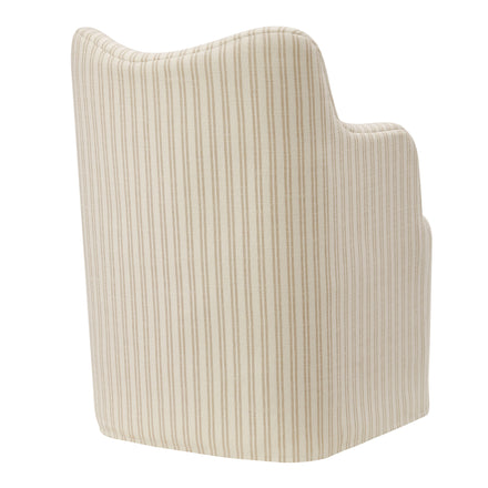 Cordelle Linen Blend Swivel Dining Chair in Oatmeal Stripe