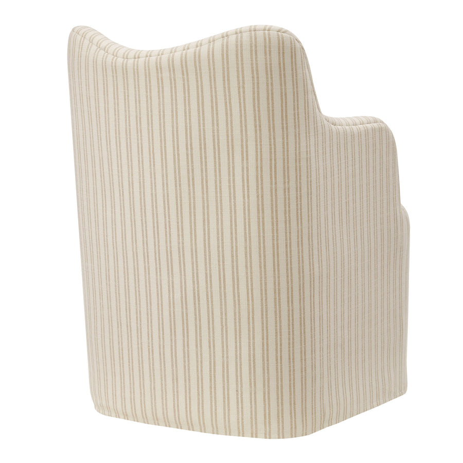 Silas Linen Blend Swivel Dining Chair in Oatmeal Stripe