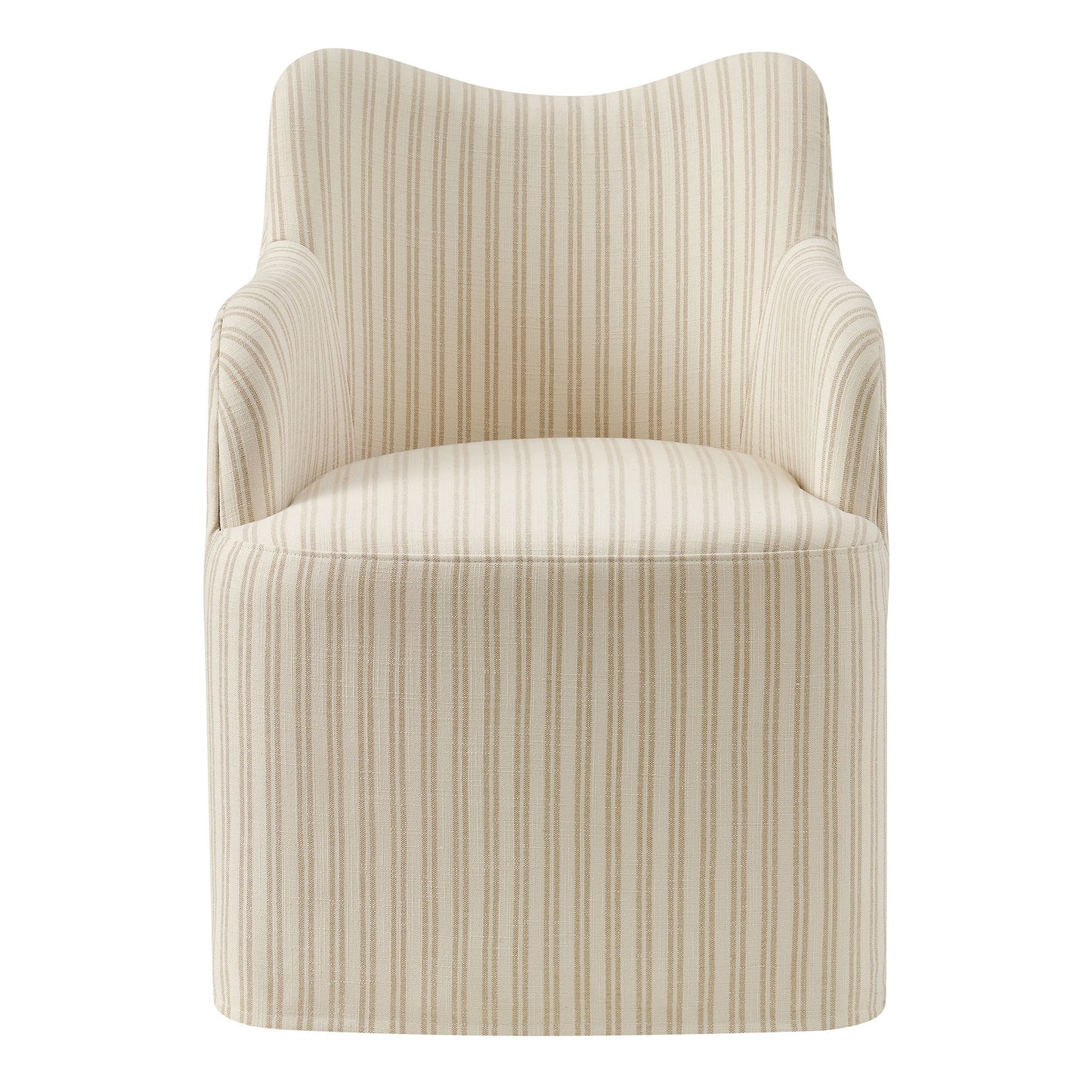 Silas Linen Blend Swivel Dining Chair in Oatmeal Stripe