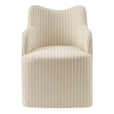 Silas Linen Blend Swivel Dining Chair in Oatmeal Stripe