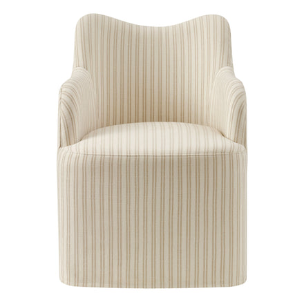 Cordelle Linen Blend Swivel Dining Chair in Oatmeal Stripe