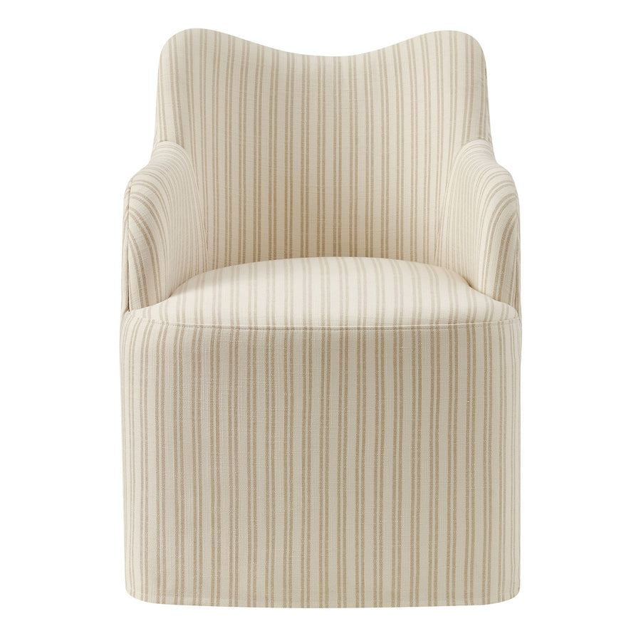 Silas Linen Blend Swivel Dining Chair in Oatmeal Stripe