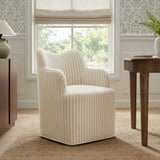 Silas Linen Blend Swivel Dining Chair in Oatmeal Stripe