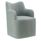 Silas Linen Blend Swivel Dining Chair in Spa Blue Stripe