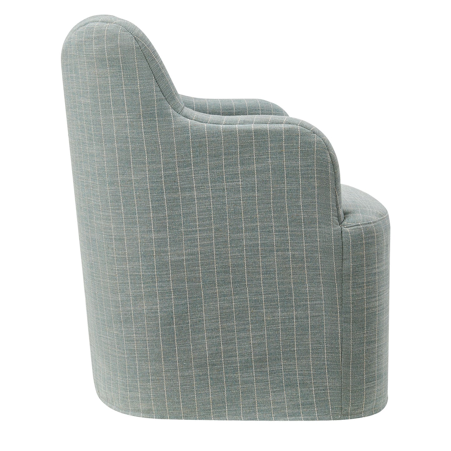 Silas Linen Blend Swivel Dining Chair in Spa Blue Stripe