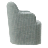 Silas Linen Blend Swivel Dining Chair in Spa Blue Stripe