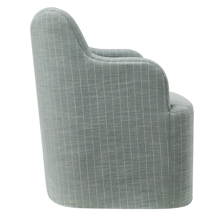 Silas Linen Blend Swivel Dining Chair in Spa Blue Stripe