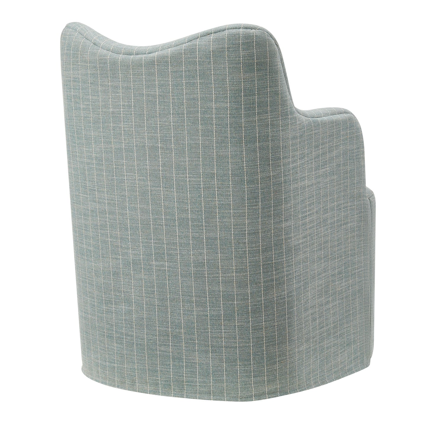 Silas Linen Blend Swivel Dining Chair in Spa Blue Stripe