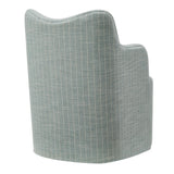 Silas Linen Blend Swivel Dining Chair in Spa Blue Stripe