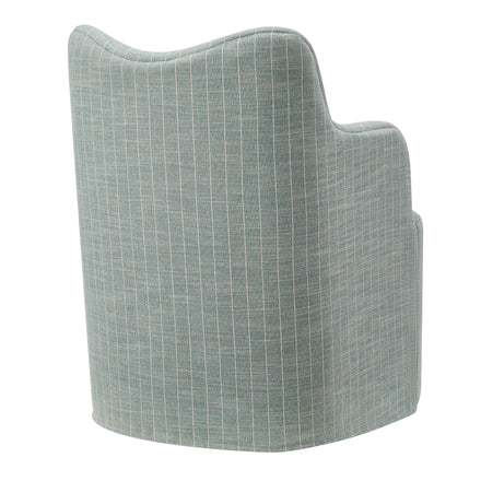 Cordelle Linen Blend Swivel Dining Chair in Spa Blue Stripe