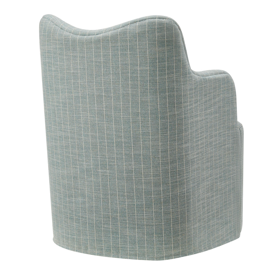 Silas Linen Blend Swivel Dining Chair in Spa Blue Stripe