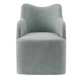Silas Linen Blend Swivel Dining Chair in Spa Blue Stripe