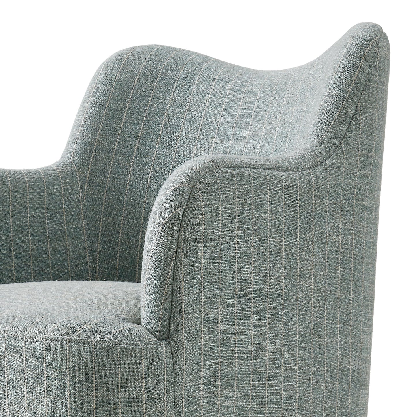 Silas Linen Blend Swivel Dining Chair in Spa Blue Stripe