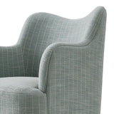 Silas Linen Blend Swivel Dining Chair in Spa Blue Stripe