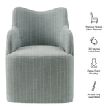 Silas Linen Blend Swivel Dining Chair in Spa Blue Stripe