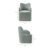 Silas Linen Blend Swivel Dining Chair in Spa Blue Stripe